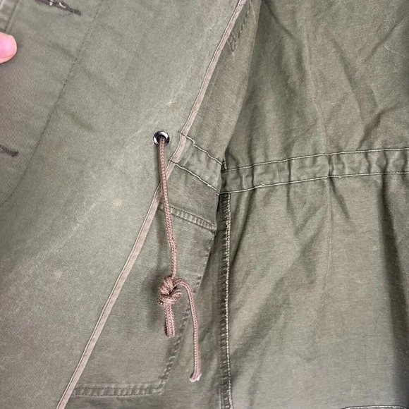 Fate Army Green Sleeveless Utility Vest Button Up Drawstring Waist Size Medium - Picture 6 of 9